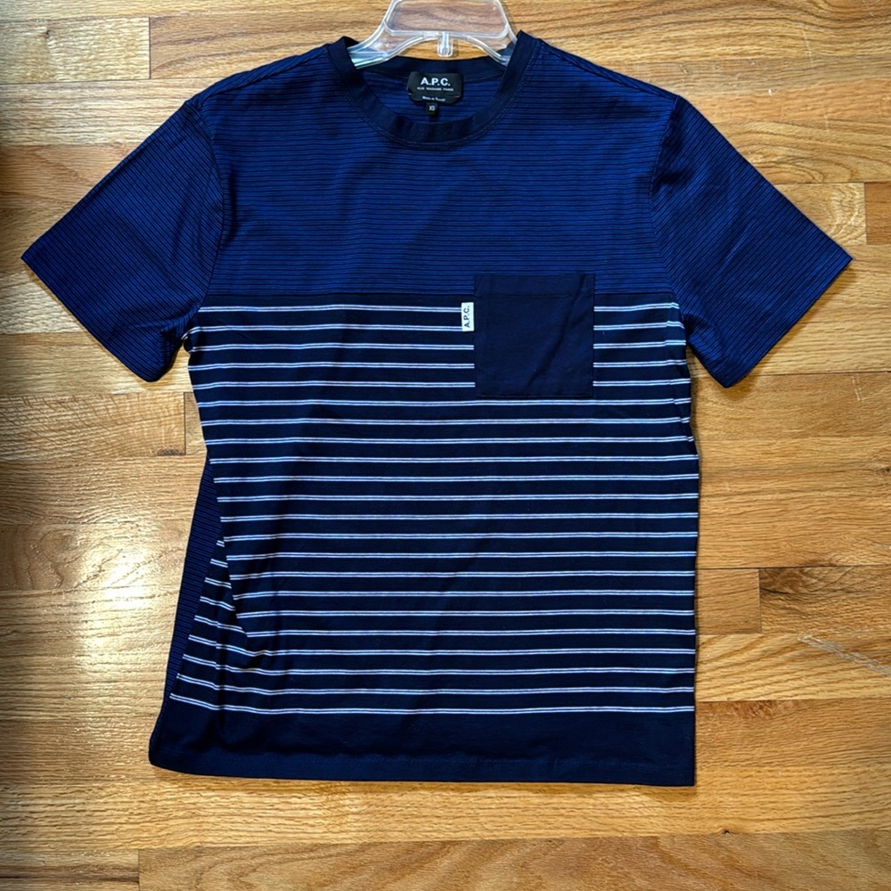 APC Mens striped pocket tee